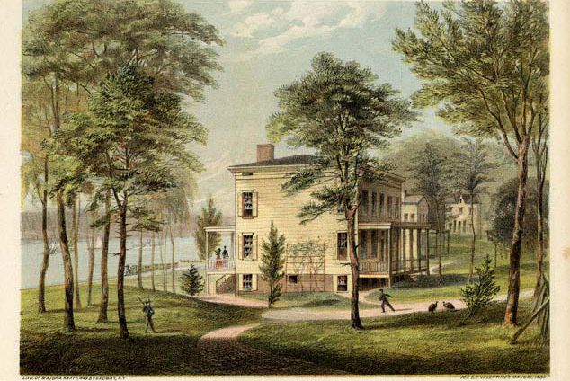 John James Audubon's home, at the foot of Carmansville at 156th Street, in this 1864 lithograph